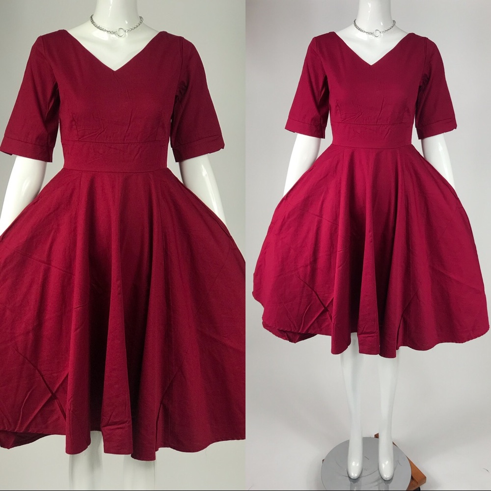 Vtg 50s rockabilly style circle skirt swing dress